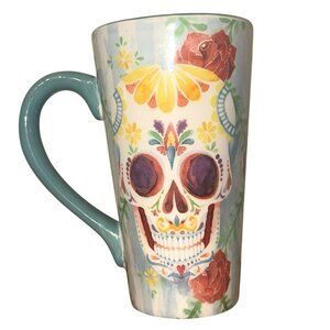 Dia De Los Muertos Floral Skull Tall Ceramic Mug By Gibson Home